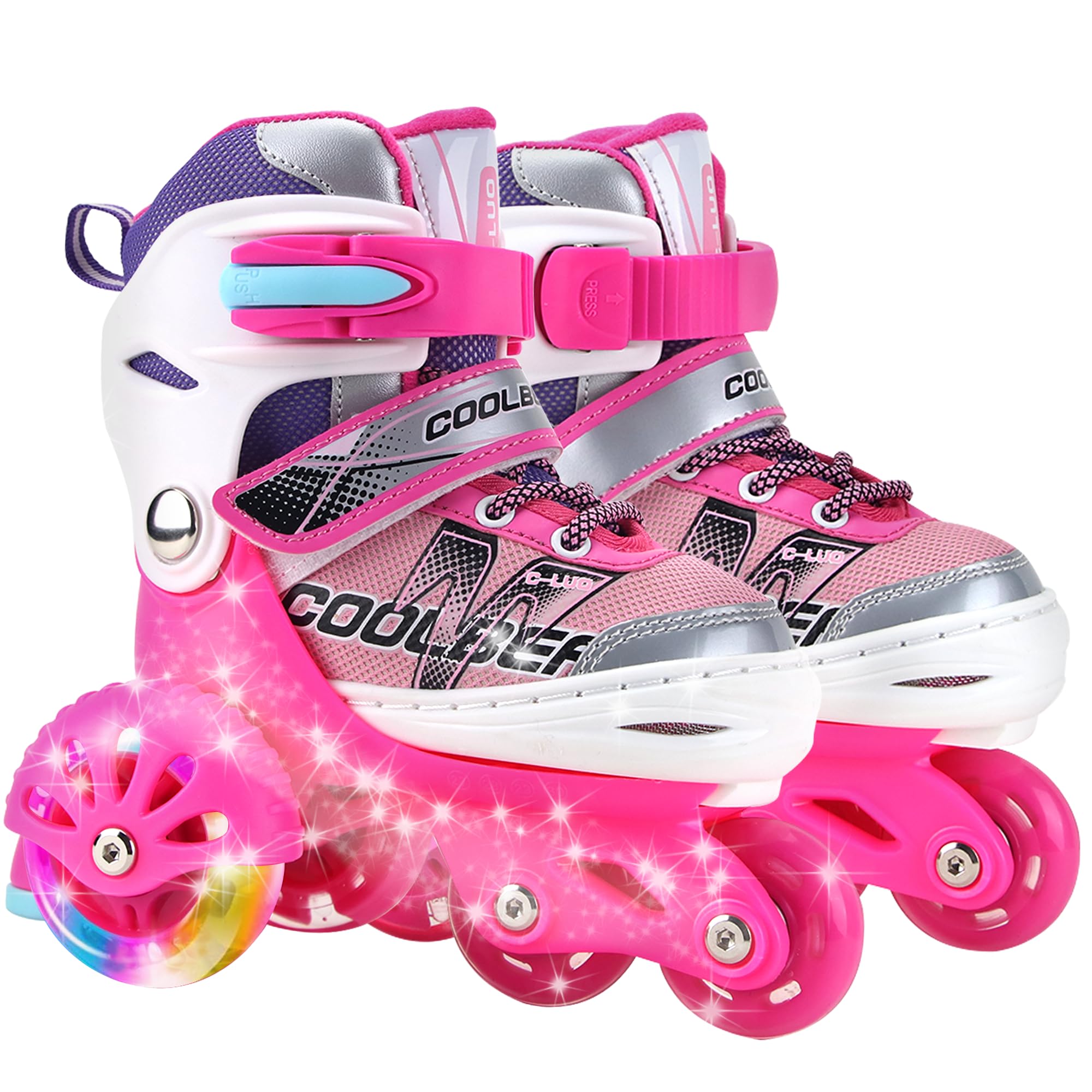 Sowume Adjustable Toddler Roller Skates for Girls Boys Kids,Fun Illuminating Light Up Flash Wheels Safety Three-Point Type Balance Roller Skates for Beginners Children Image Sowume Adjustable Toddler Roller Skates for Girls Boys Kids,Fun Illuminating Light Up Flash Wheels Safety Three-Point Type Balance Roller Skates for Beginners Children Image