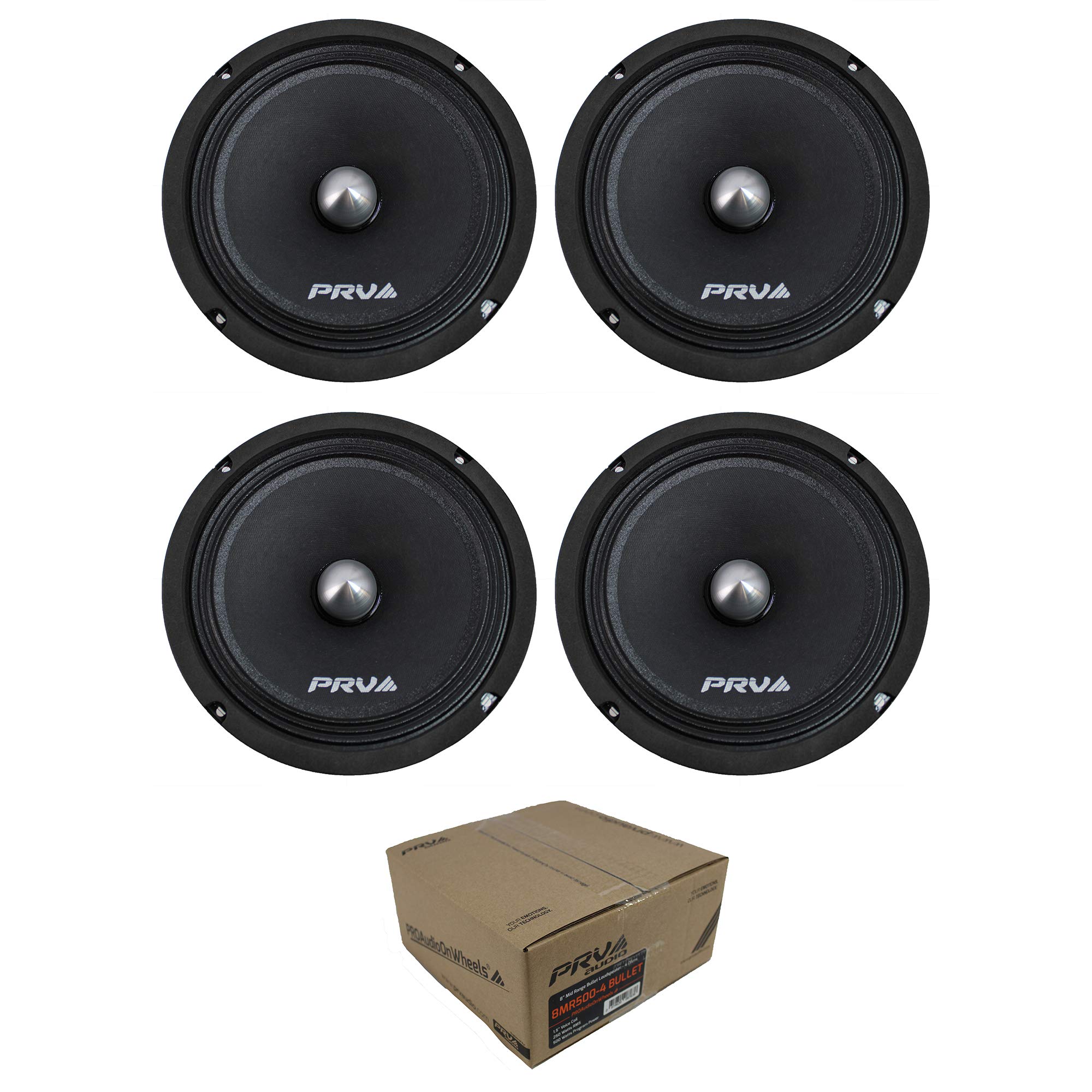 2 Pair of 8" 2000 Watt Mid Range Bullet Loudspeaker 4 Ohm 8MR500-4 Bullet