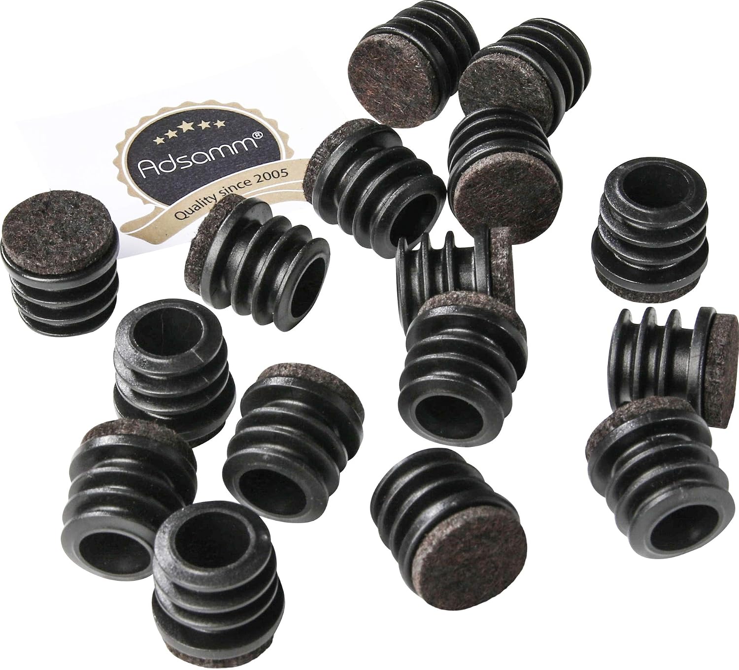 Adsamm® / 16 x Felt glides for tubes / black / diameter 21 - Image 5