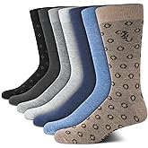IZOD Mens Dress Socks - 7 Pack Lightweight Moisture Wicking Stay Up Cuffed Crew Socks for Men for Casual Business Formal Wear