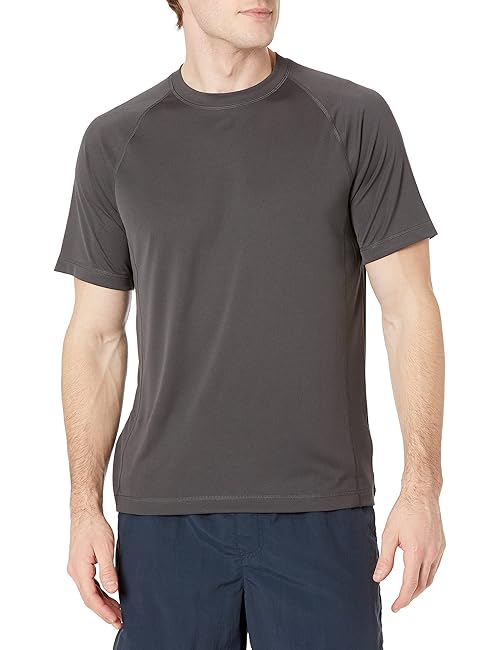 Amazon Essentials Men's Slim-Fit Short-Sleeve Quick-Dry UPF 50 Swim Tee, Dark Grey, XX-Large