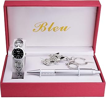 Caja de Regalo Reloj Mujer Negro Llavero Bolígrafo: Amazon.es: Relojes