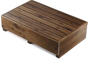 TINAMO 6.5" One Step Stool for Elderly, Walnut Wood High Riser Step Stool for Bed – 550 Lbs Wooden Mobility Stepping Stool fo