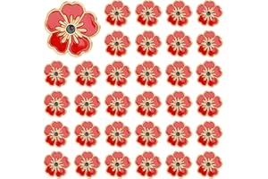 DTOFOOT 36PCS Poppy Pins,Veterans Day Lapel Pins Remembrance Day Poppy Flower Brooch Pins Lest We Forget Enamel Pins Memorial Day Badge Patriotic Poppy Pin for Clothes Hat Bag Backpack Decoration