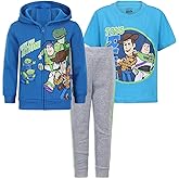 Disney Toy Story Boys T-Shirt Zip Up Hoodie and Pants Set for Toddler and Little Kids
