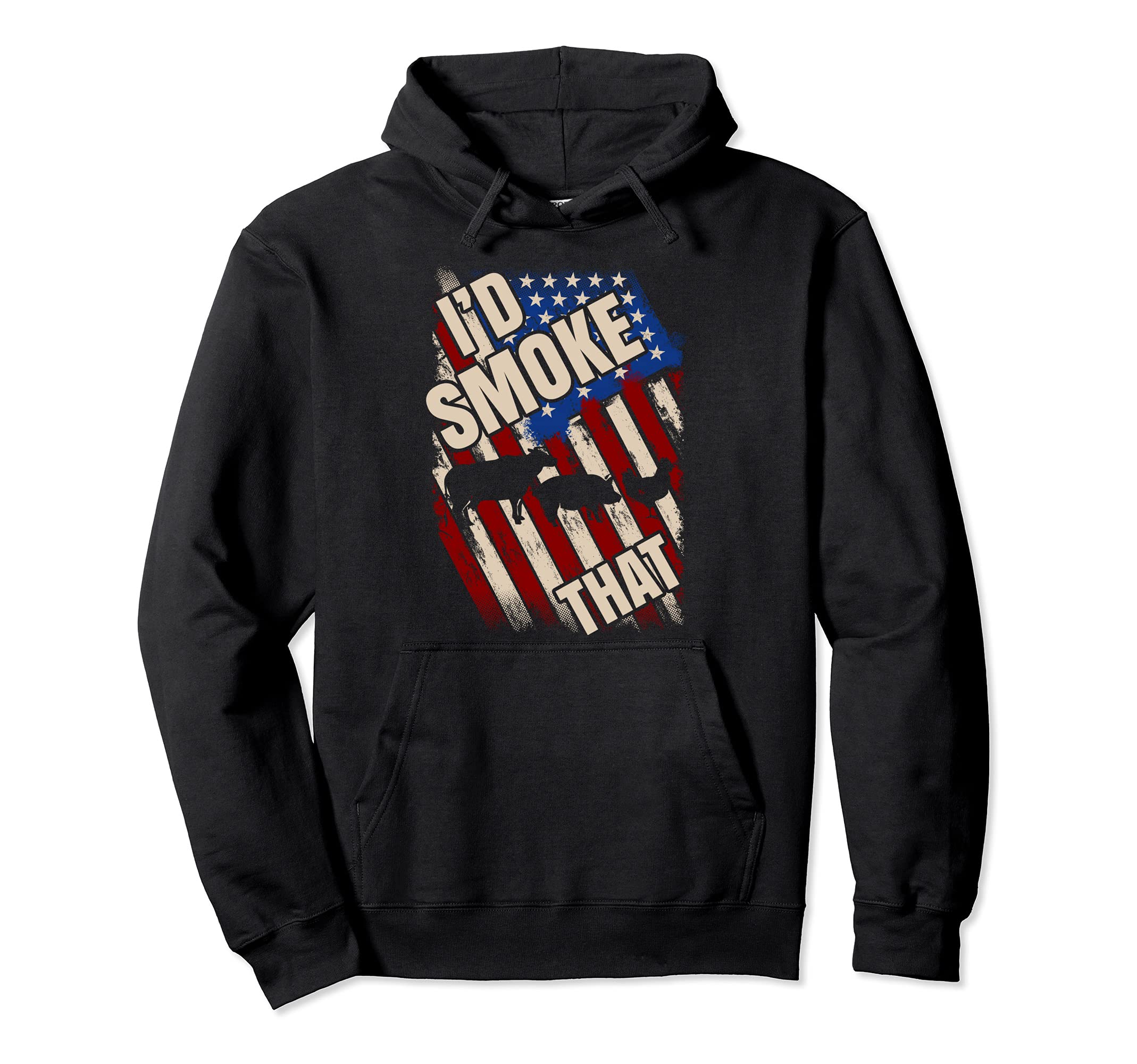 Id Smoke That US Flag Patriotic BBQ Chef US Flag Barbecue Pullover Hoodie