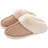 Donpapa Womens Slipper with Memory Foam Fluffy Soft Warm Slip On House Slippers Anti-Skid Cozy Plush for Indoor Outdoor