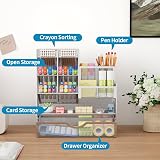 Marbrasse Mesh Desk Organiser Multifunctional Pen Holder Silver 26x23x10 cm view 2