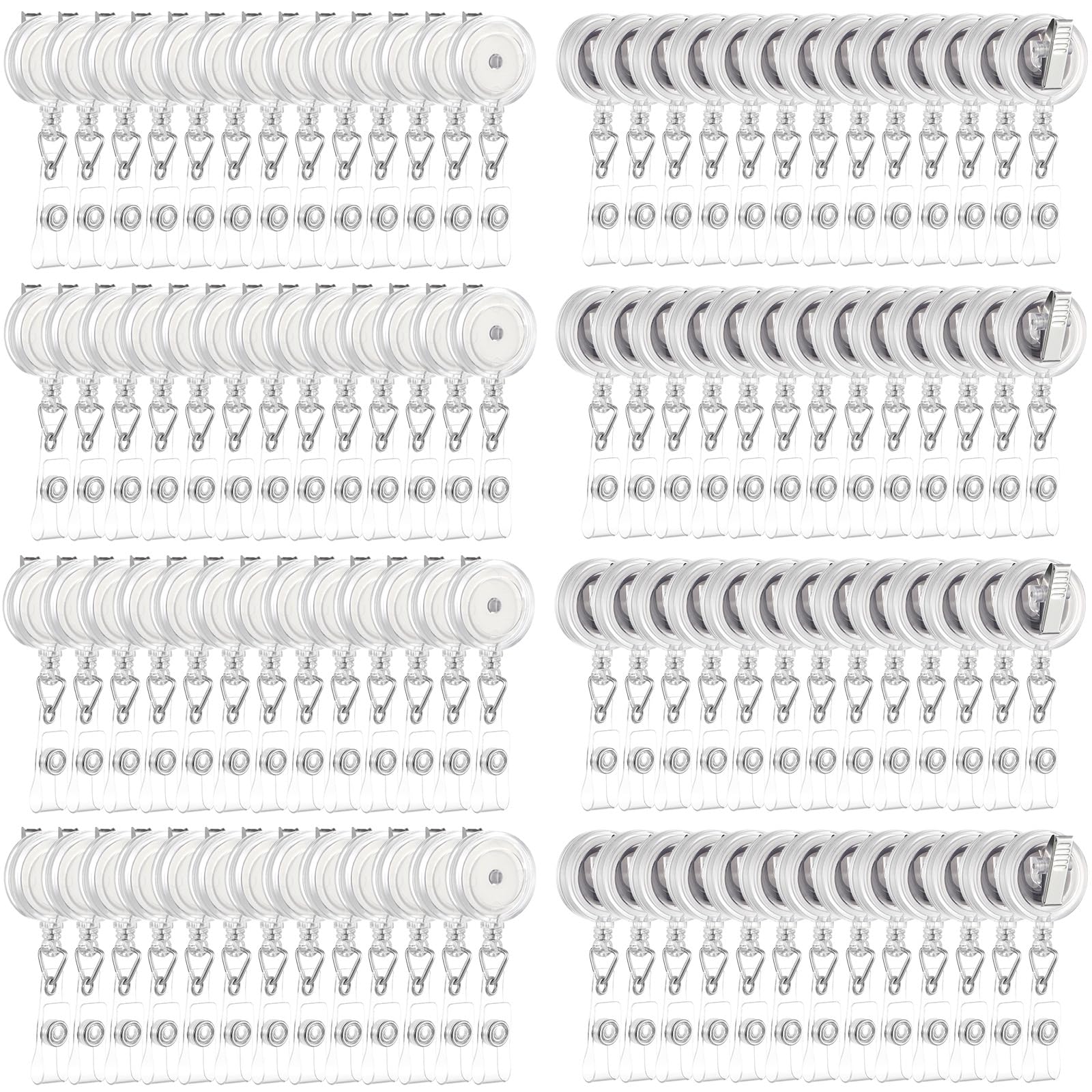 Photo 1 of Mimorou 300 Pcs Clear Retractable Badge Reels Round ID Badge Holders Reels Clip with Alligator Swivel Clip for Nurses Volunteer School Office Supplies