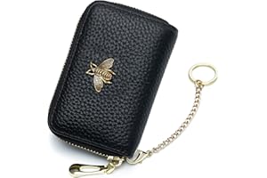 imeetu RFID Credit Card Holder, Small Leather Zipper Card Case Wallet for Women