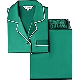 Lonxu Womens Satin Pajama Set Button Down Sleepwear Long Pj XS-3XL