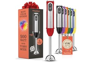 Powerful Immersion Blender, Electric Hand Blender 500 Watt with Turbo Mode, Detachable Base. Handheld Kitchen Blender Stick f