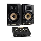 M-AUDIO Forty Eighty Studio Monitors Pair Bundle with Dual XLR HD Audio Interface for Studio Recording, Music Production, Podcasting, Streaming