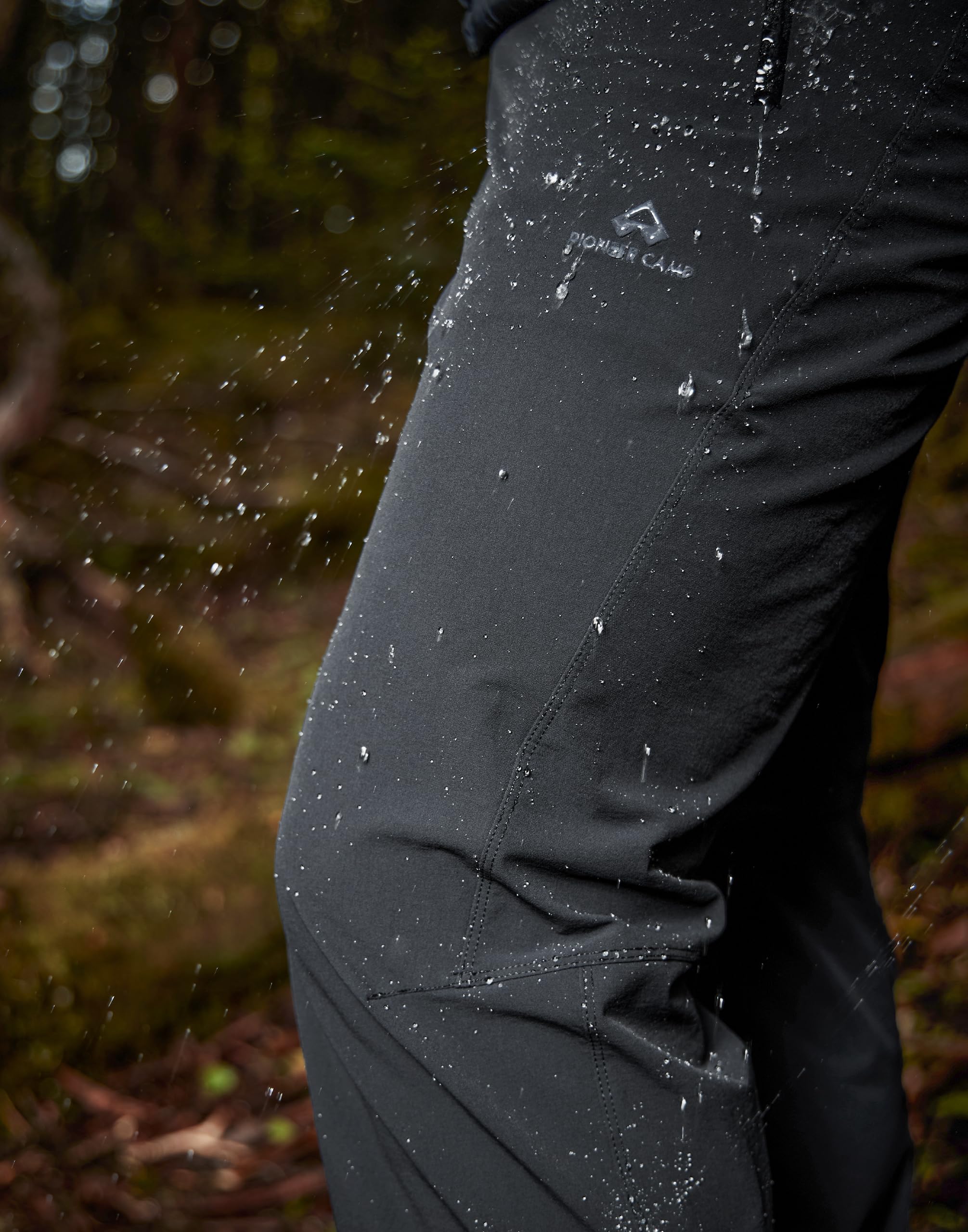 Pioneer Camp Wanderhose Herren Outdoor Trekkinghose 4-Wege Stretch Wasserabweisend Atmungsaktiv Schnell Trocknend Hose mit Reißverschluss für Klettern Bergsteigen(Black;L) 3