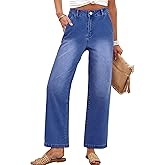 ANRABESS Womens Jeans High Waist Straight Leg Stretchy Ankle Length Denim Pants with Pockets