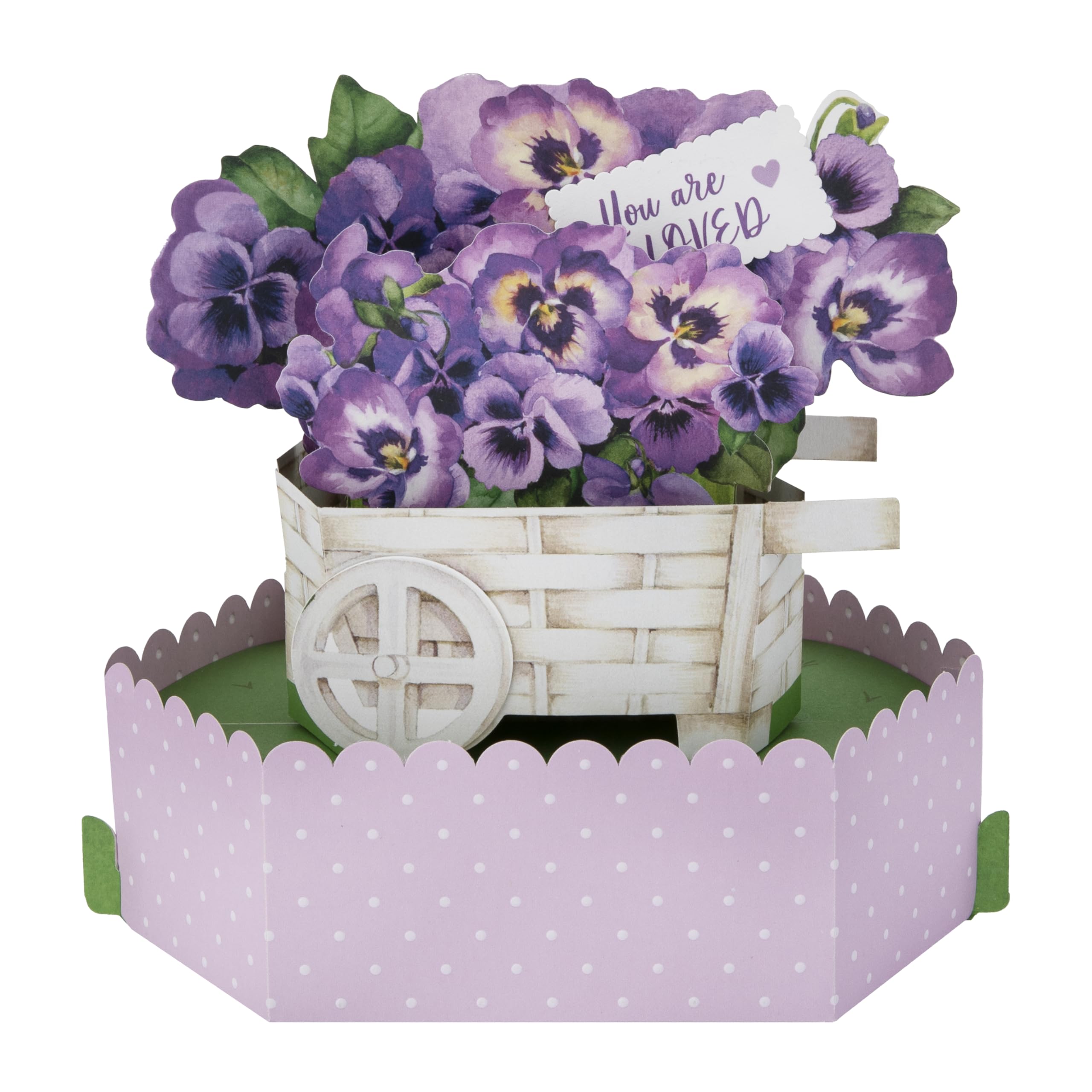 Hallmark Mothers Day Card, 3D & Pop Up, For Mum, Grandma, Pansy Flower Cart, Purple