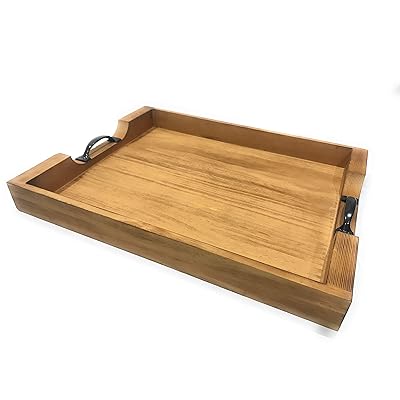 Buy Solid New Zealand Oak Ottoman Serving Tray Coffee Table Tray Metal Handles Large Wood Server Decorative Breakfast In Bed Tv Dinner Tray Rustic Country Farmhouse Modern Home Decor Vita