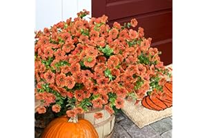 trytuny Artificial Flowers for Outdoor, 16 Bundle UV Resistant Fake Silk Flowers, Realistic Faux Plants for Outside Indoor Porch Patio Window Box Planter Home Decor (16, Orange)