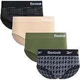 Reebok Womens Hipster Panties - 4 Pack Tag Free Stretch Performance Panties for Women - Stay-Put Seamless Underwear for Women