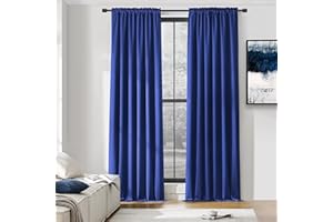 DONREN 2 Panels Royal Blue Blackout Curtain Panels for Bedroom - Thermal Insulated Solid Rod Pocket Curtains (52 x 96 Inches)