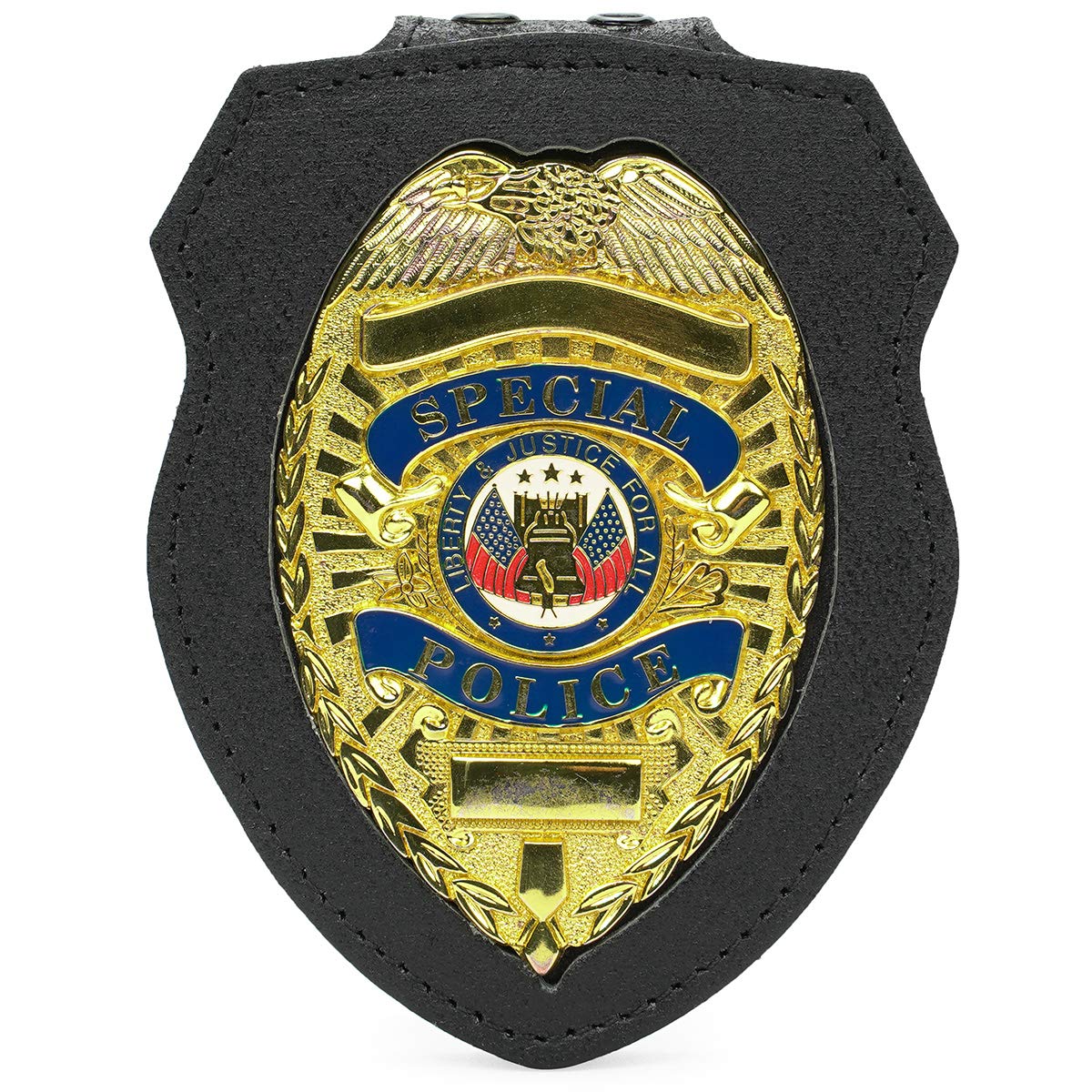 TYTX Leather Police Badge Holder Included Heavy Duty Steel Belt Clip and Stainless Steel Necklace and Concealed Photo Pocket