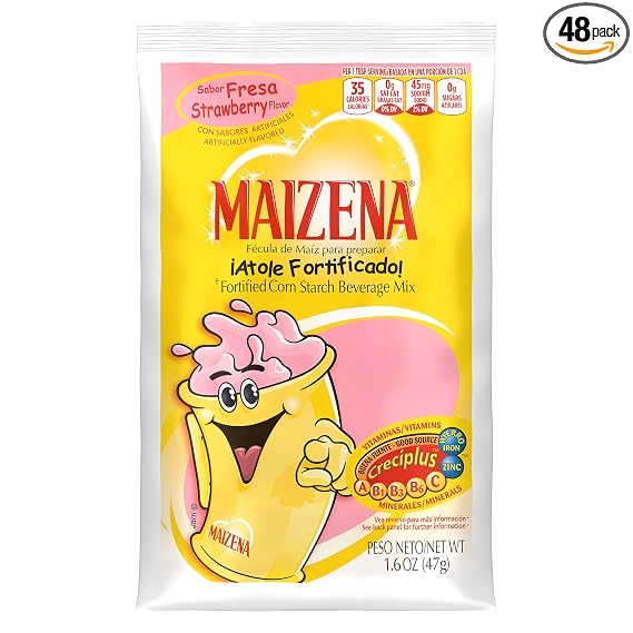 Maizena fortified corn starch Beverage Mix, strawberry flavor naturally and artificially flavored (048001218062)