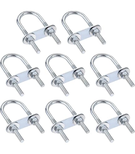 Uxcell 70mm Inner Width 120mm Length Round U-Bolt Steel M6 4 Sets
