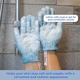 Fine Lines Blue Exfoliating Shower Gloves Mitt Dead Skin Remover Body Scrub Bath view 7