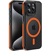 Yzoiko Strong Magnetic case for iPhone 15 Pro Max [10Ft Military-Grade Protection] Compatible with fit MagSafe Shockproof Slim Thin Cover 6.7 inch 15 Pro Max Phone case, Orange Bumper