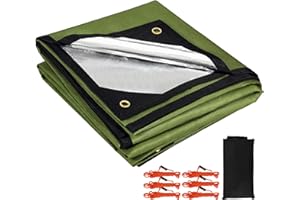 RedSwing Heavy Duty Survival Blanket, Waterproof Emergency Thermal Tarp, Multipurpose Reflective Insulated All Weather Blankets for Camping Hiking, Green,11.8 x 8.5 ft
