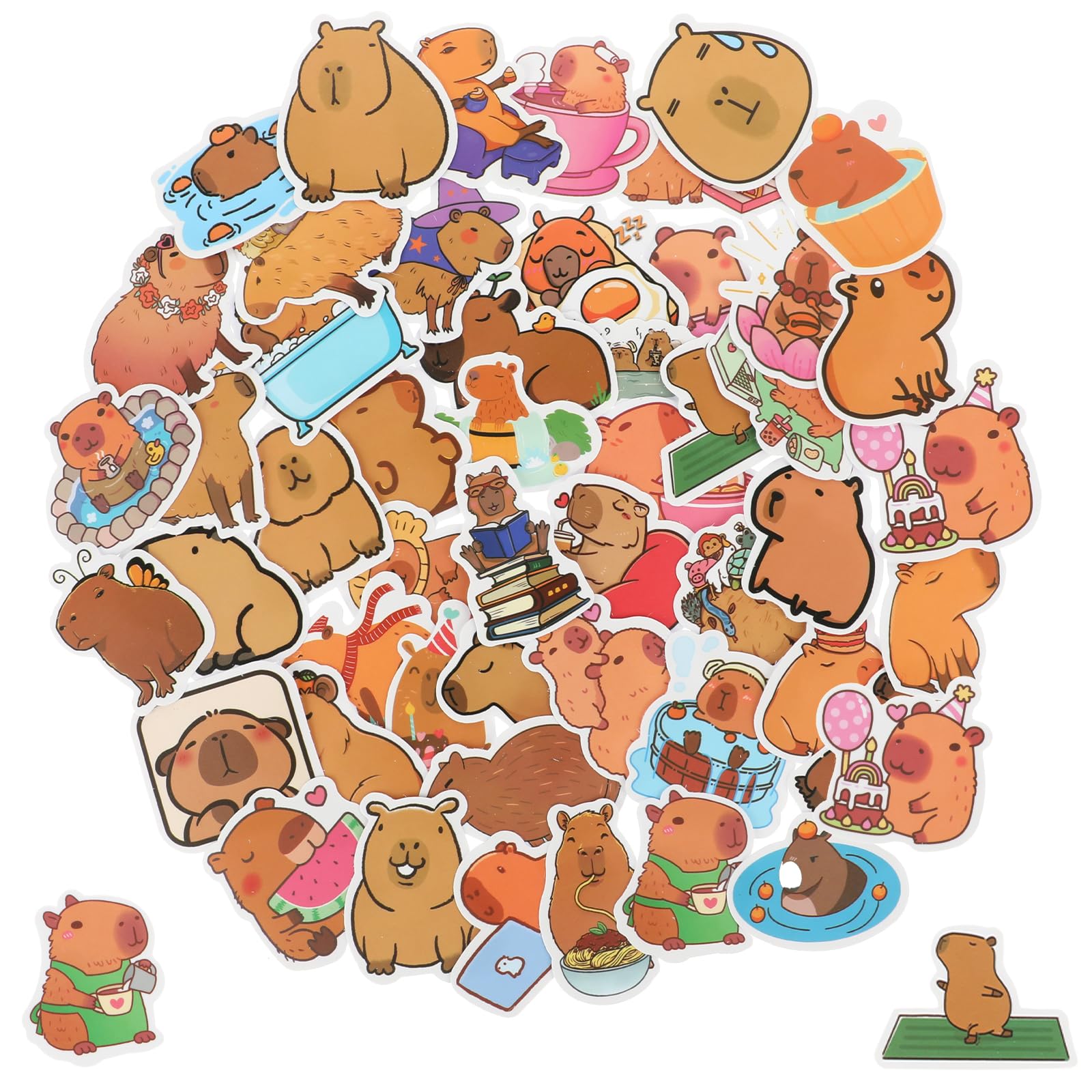 Photo 1 of 100pcs Capybara Stickers - Cute Brown Waterproof Cartoon Animal Decals for Nature Party Favors & Gifts - Kawaii Vinyl Pet Sticker for Water Bottle, Laptop, Luggage, Phone, Snowboard, Scrapbook, Guitar 2 pack