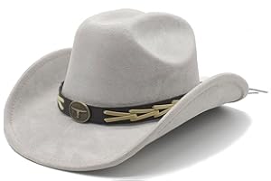 Wotfim Western Cowboy Hat for Women Men with Band Wide Brim Suede Cowboy Cowgirl Hat Western Style Hat