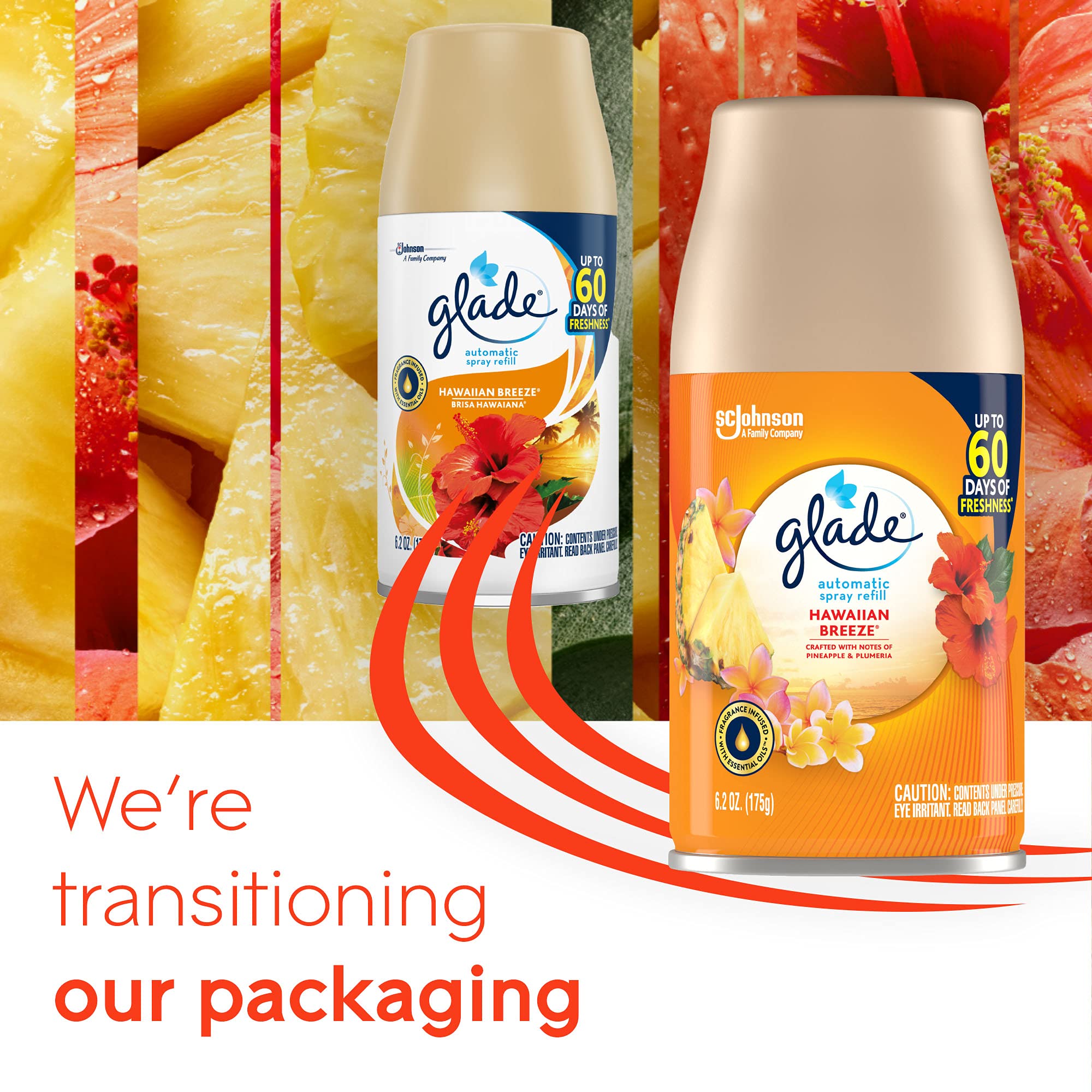 Glade Automatic Spray Refill, Air Freshener for Home and Bathroom, Hawaiian Breeze, 6.2 Oz