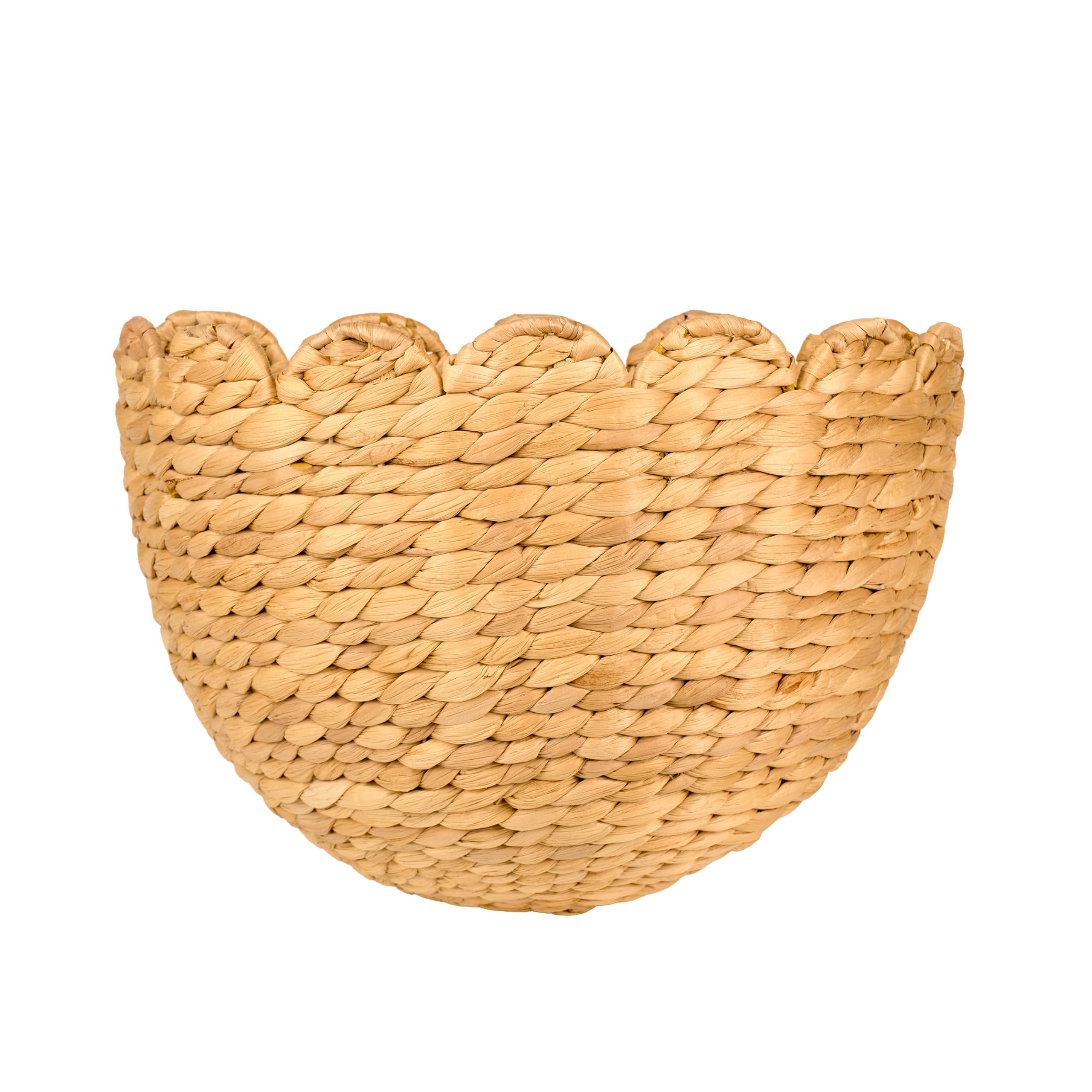 Photo 1 of LUSYDECO Scalloped Wicker Wall Basket Easy to Install with 2 Hooks, Handwoven Hanging Wall Décor Wall Hanging Baskets for Organizing