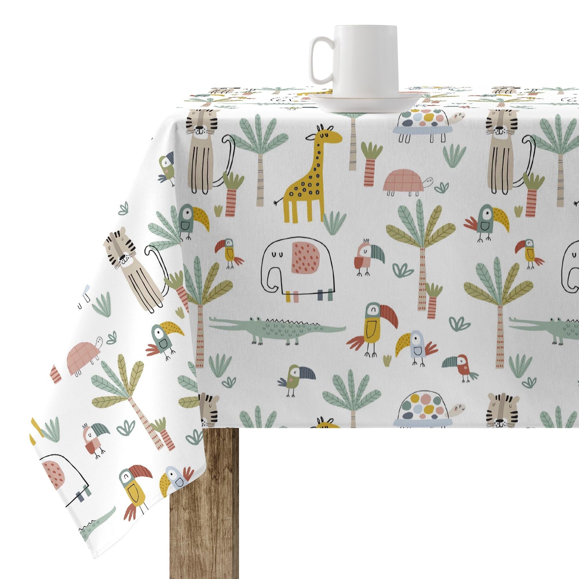 BELUM | Stain Resistant Tablecloth Size 140 x 140 cm - Extra Soft Touch Tablecloth Colour Multicolor - Tablecloth 100% Made in Spain Fabric 100% Organic Cotton (Half Panama) - Tablecloth Model Jeddah