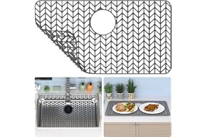 TOOVEM A FAMILY OF MANUFACTURERS Toovem Kitchen Sink Mats, 26"x 14" Sink Protectors for Kitchen Sink, Silicone Sink Mats for the Bottom of Farmhouse Stainless Steel/Porcelain Sink, Non Slip, Heat Resistant, Rear Drain
