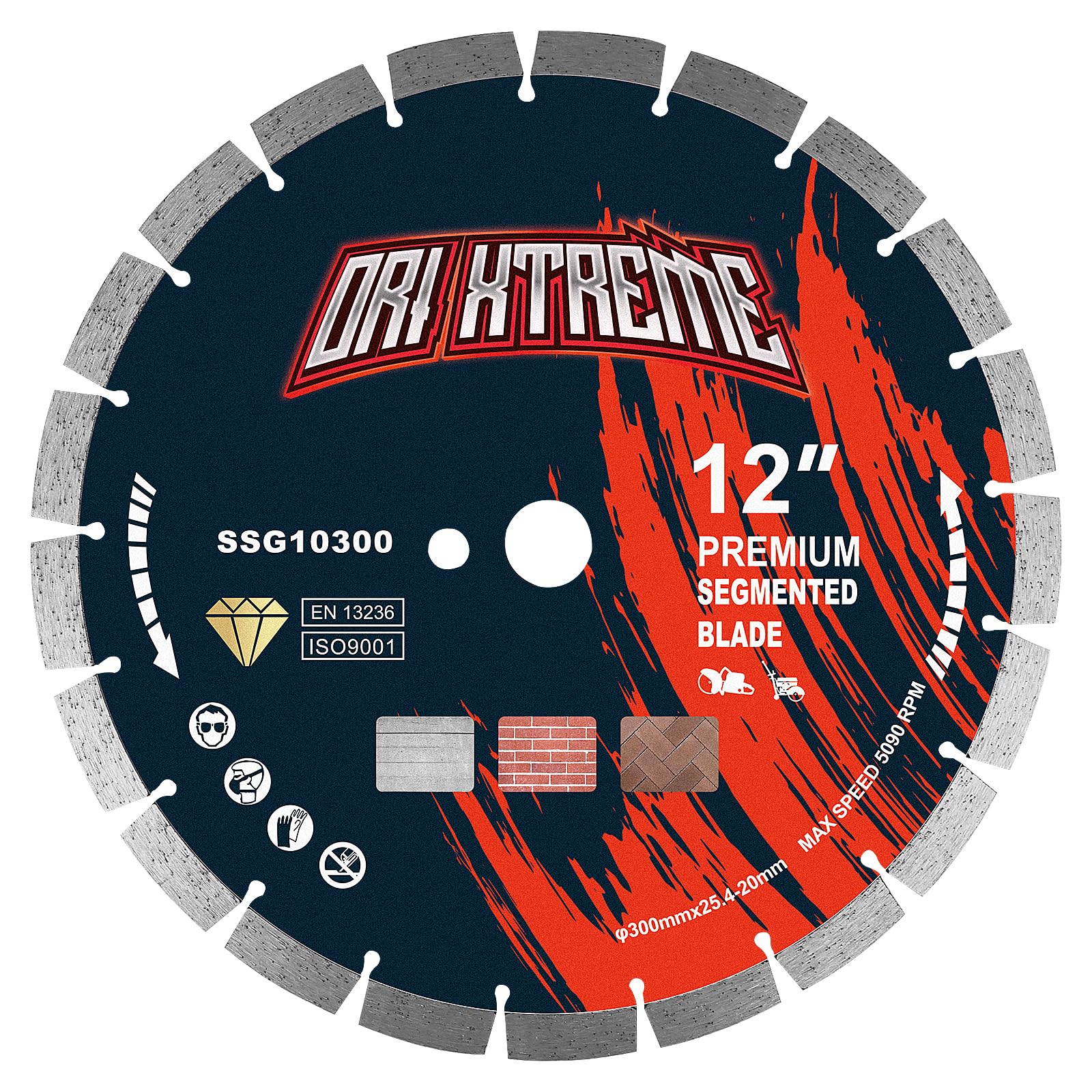 Photo 1 of ORIXTREME 12 Inch Diamond Saw Blade, Segmented General Purpose Blade Dry/Wet Cutting Concrete, Reinforced Concrete, Masonry, Brick, Block,1"-20mm Arbor