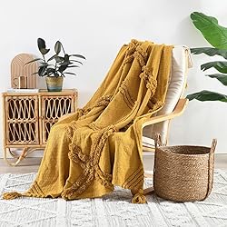 PANDATEX 100% Cotton Tufted Throw Blanket with
