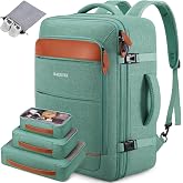 Bagsure Travel Carry On Backpack,42L Flight Approved,Expandable Backpack | Water-Resistant, Large Capacity Backpack 20x14x7", Laptop Backpack, 3 Packing Cubes &amp; 1 Shoe Pocket, Usb Port, Hidden Shoulde