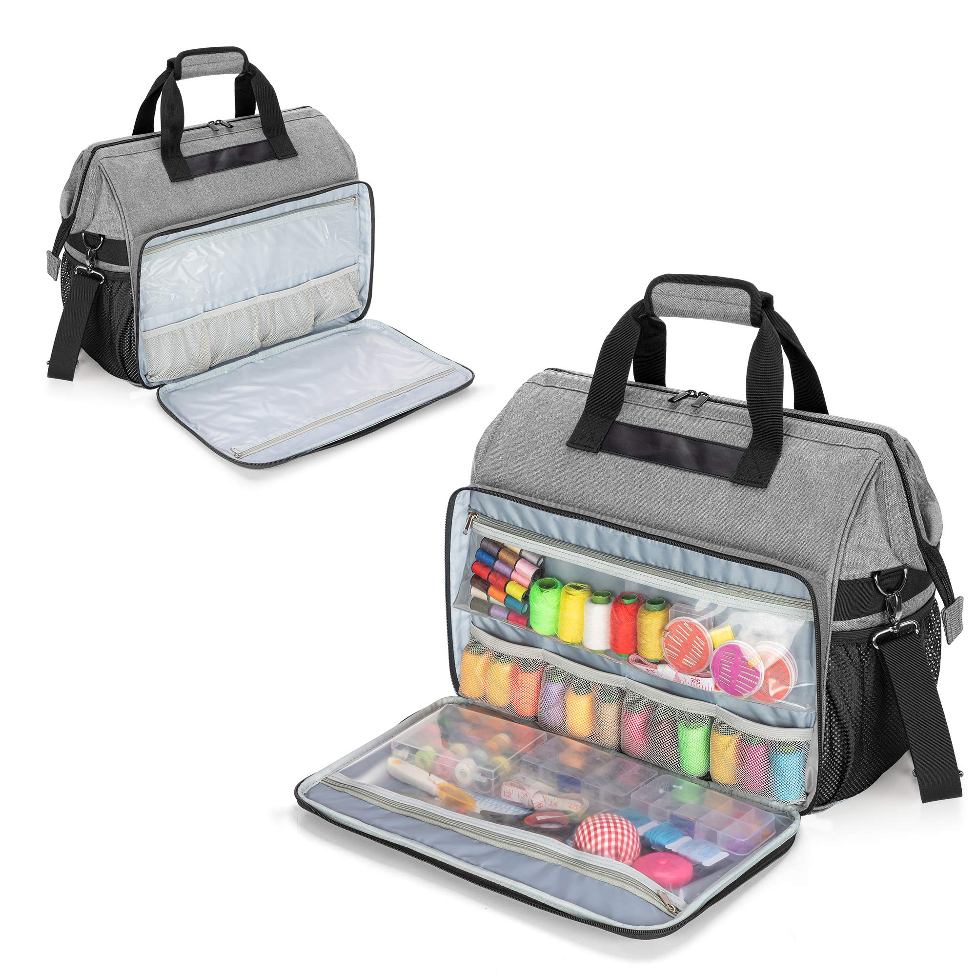 Sewing Machine Tote with Top Wide Opening, Universal Carrying Bag Compatible with Most Standard Singer, Brother, Janome Machine and Accessories