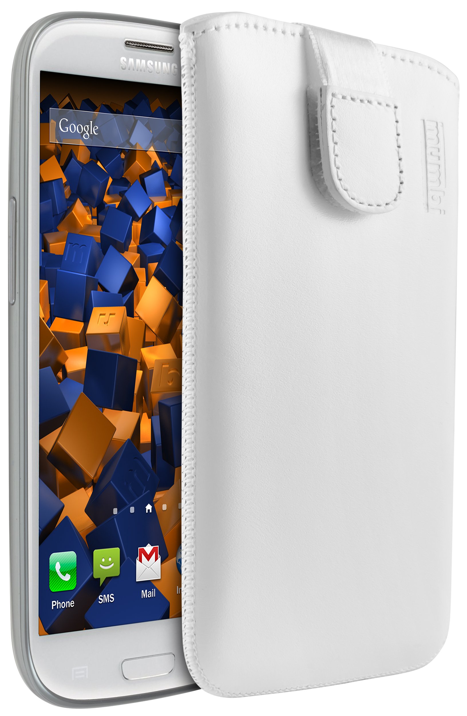 mumbi Genuine Leather Case Compatible with Samsung Galaxy S3 / S3 Neo White