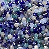 St.Kunkka Crystal Glass Beads for Jewelry Making, 1000pcs 4mm Mixed Color Faceted Rondelle Crystal Beads Austria Round Shape Loose Spacer Beads for DIY Women Bracelet Necklace (Blue Series)
