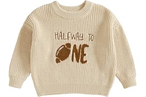 BAGILAANOE Football Half Birthday Outfit Baby Boy Girl Half Way to ONE Sweater Long Sleeve Pullover Knitwear Top Cake Smash Clothes