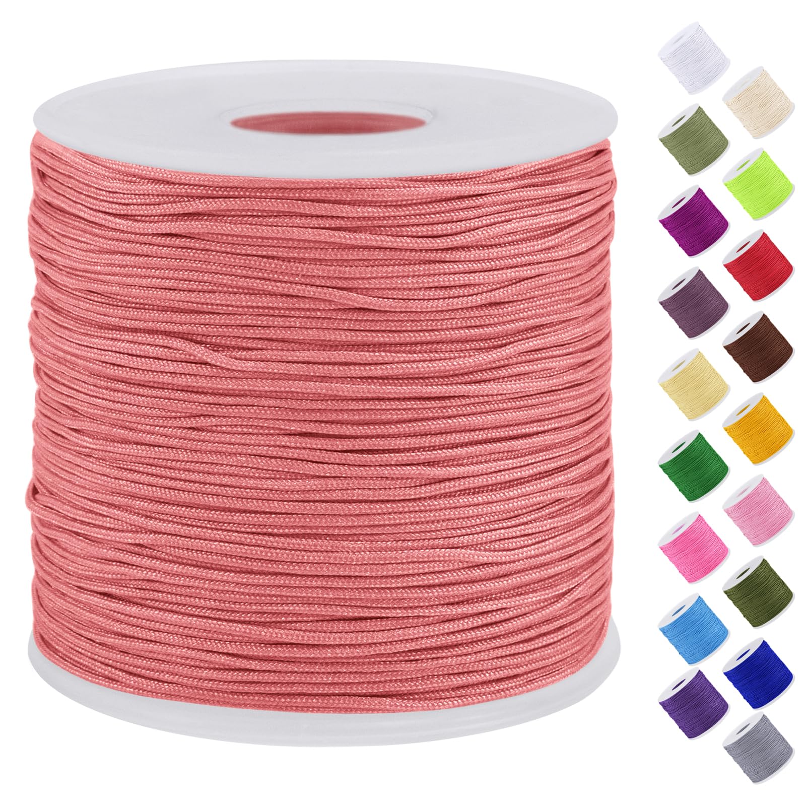 Uiopa Nylon Cord, 0.7mm x 131 Yards Nylon String for Bracelet Making, Beading Thread Bracelet Cord for Necklace, Jewellery Making, Macrame, DIY Crafts, Begonia Red