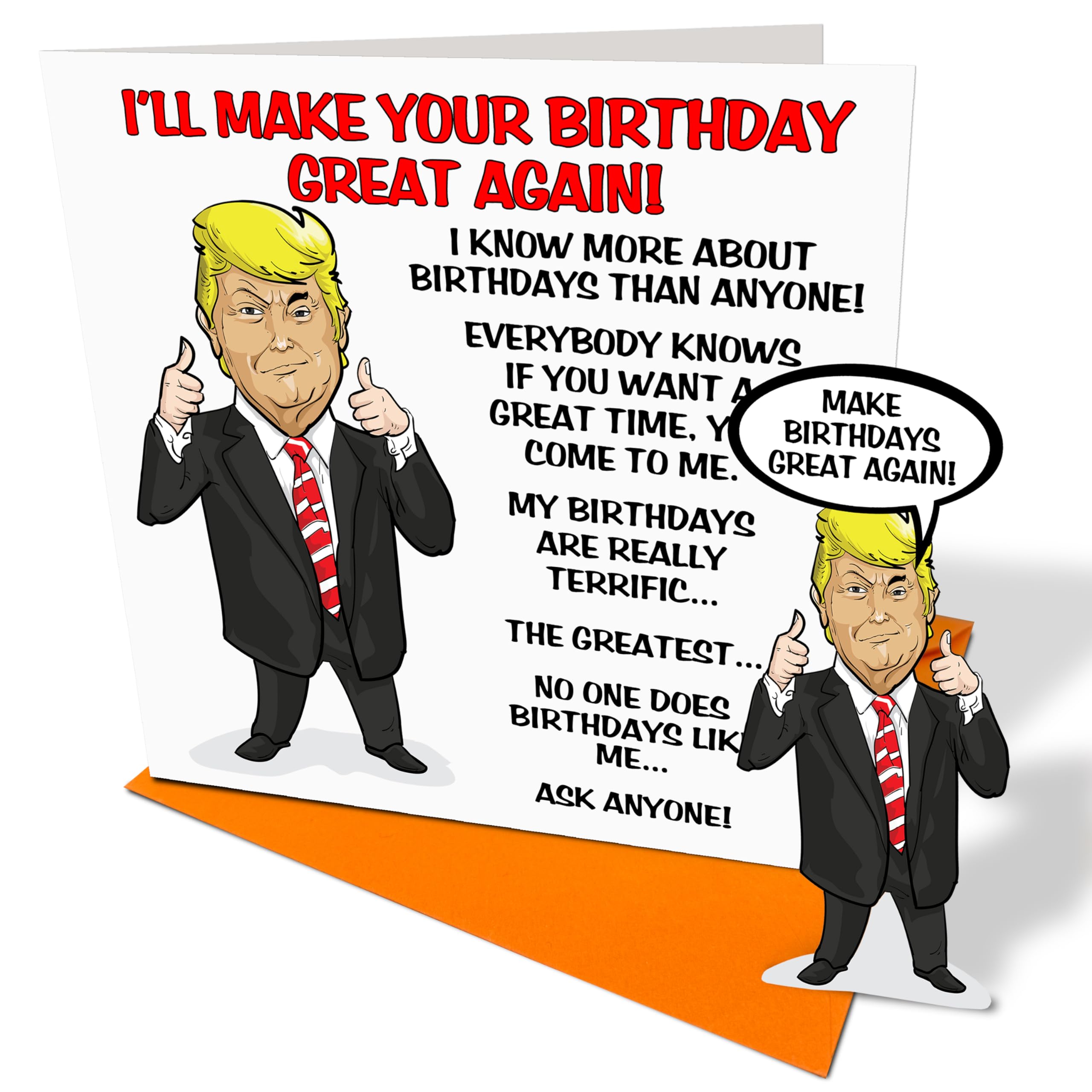 Funny Birthday Card - With Miniature Desktop Donald Trump - Novelty Birthday Card - Ideal for 18th 21st 25th 30th 40th 50th 60th