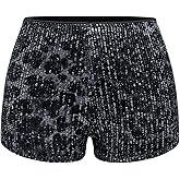 Floerns Women's Sequin Cheetah Print Rave Outfits Y2k Mini Micro Shorts