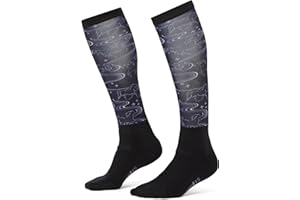 Kerrits Kids Dual Zone Equestrian Tall Boot Socks – Kids Knee-High Horse Riding Socks with Foot Cushion & Horse Print