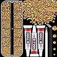 Resin Jelly Rhinestones for Crafting with B7000 Jewelry Glue, 1 Box Gold Flatback Crystal with 3Pcs 10ml Glue, Bedazzling Non Hotfix Gems for DIY Tumblers Clothing Shoes Manicure