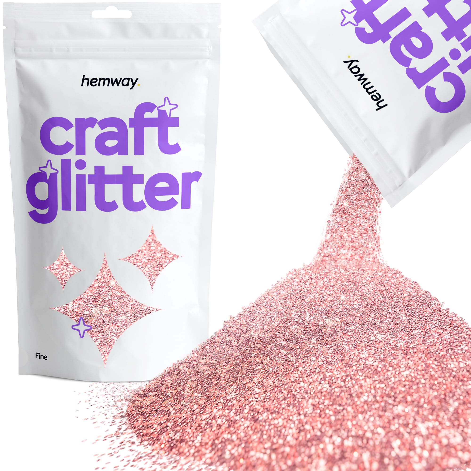 Hemway Craft Glitter Light Rose Gold 100g Fine Glitter for Crafts, Resin, Cosmetic, Nail, Face, Body, Festival, Tumblers, Art, Candle, Crafting