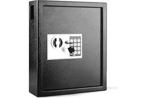 Flexzion Key Box Wall Mount With Code, Key Cabinet, Key Deposit Slot, 40 Key Holder Organizer Locker Case, Colored Key Tags W